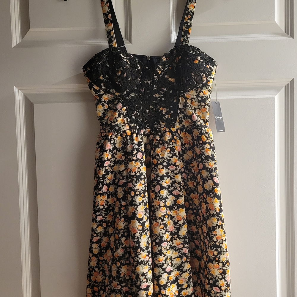 Jessica Simpson Black and Yellow Floral Dress